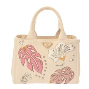 Prada Canapa Hawaii White Pink Canvas Handbag